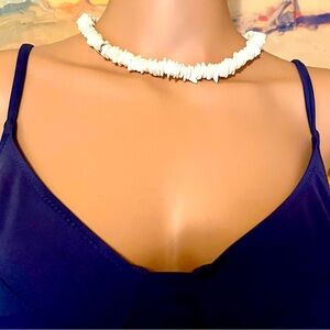 Real Coral Choker, chunky, large white coral beads, handmade VTG